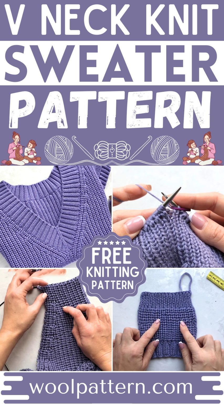 V Neck Knit Sweater Tutorial Step BY Step Wool Pattern