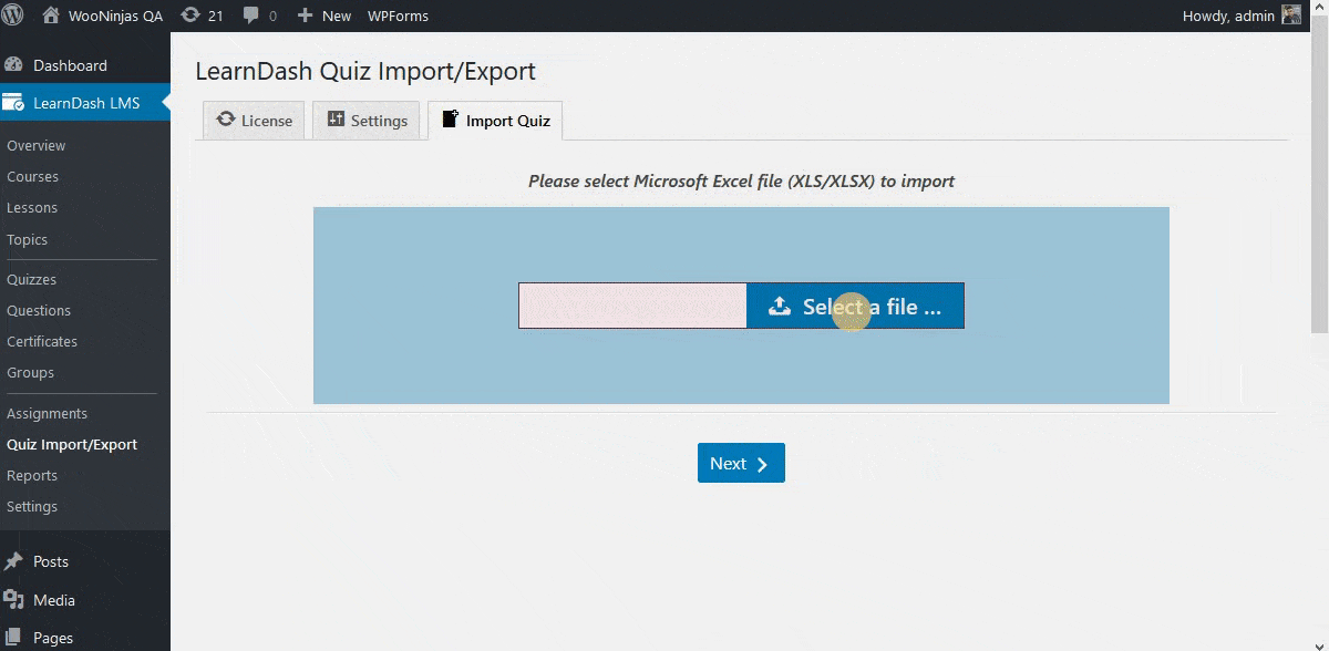 LearnDash Quiz Import/Export Wooninjas The Ninjas