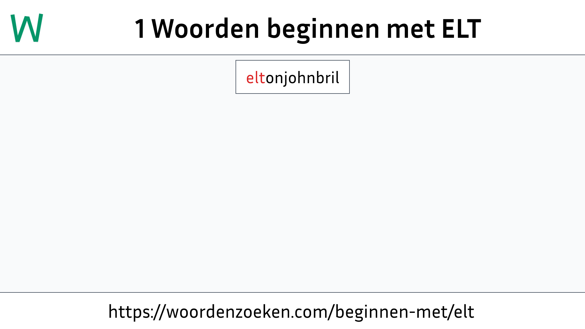Woorden beginnen met ELT