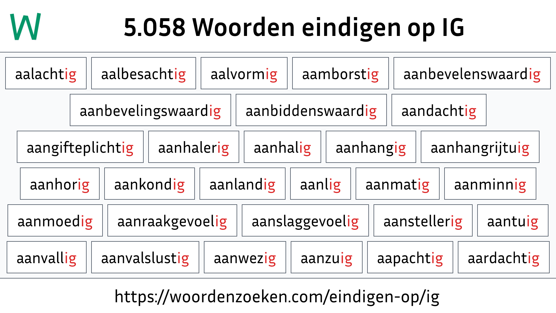 Woorden eindigen op IG