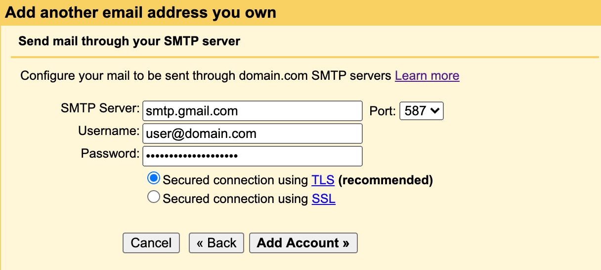 How to properly add an alias to Gmail without errors (send