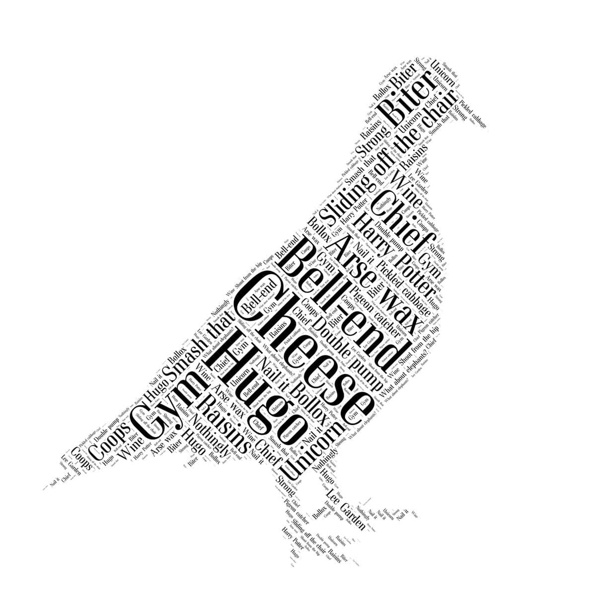 Personalised Pigeon word art print word art prints word art app