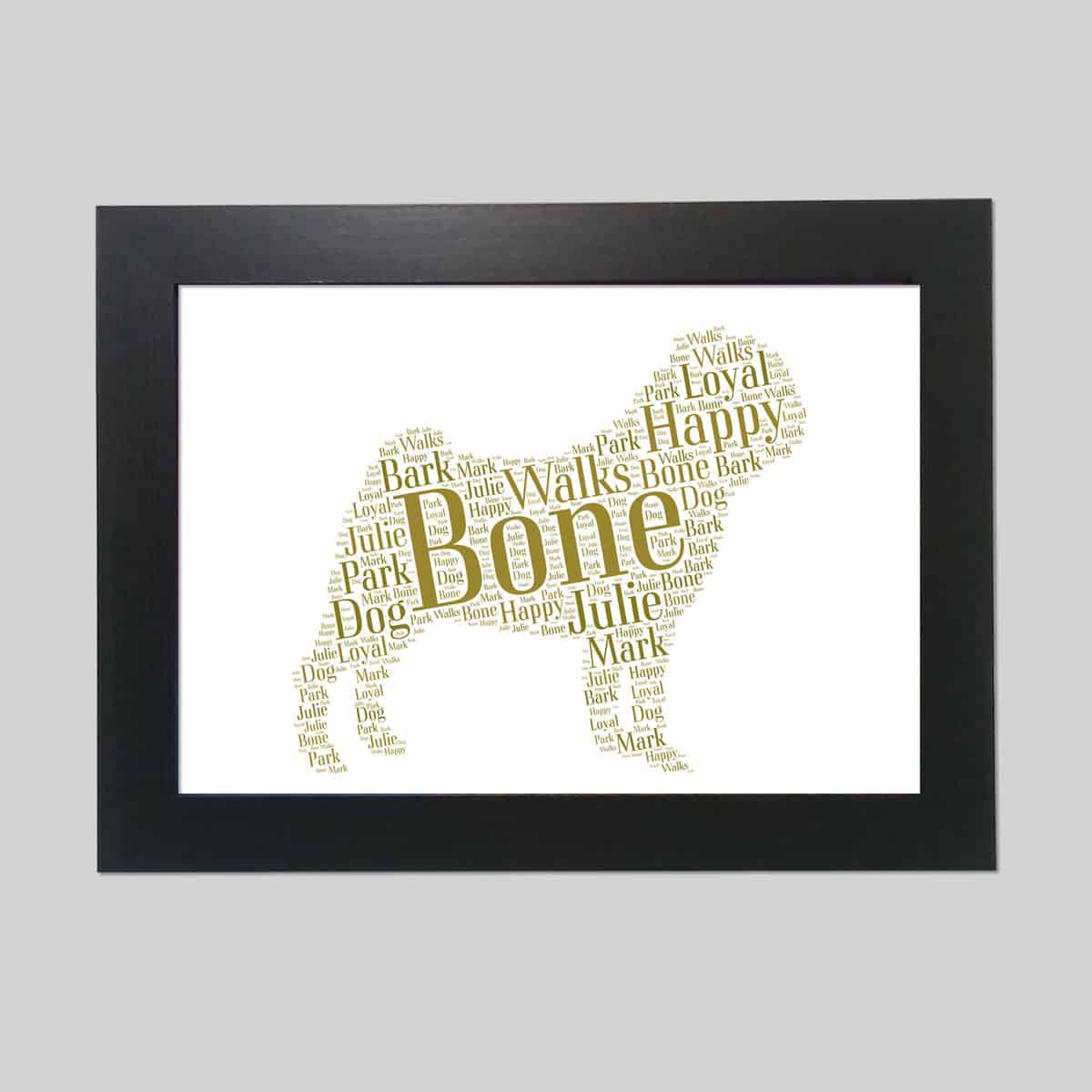 Personalised Pug word art print word art prints word art app