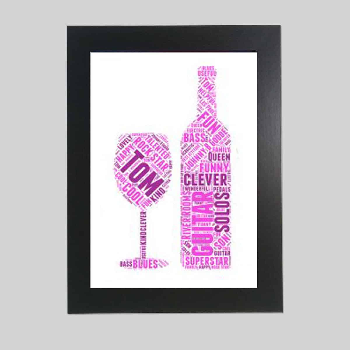 Personalised Wine glass art word art prints word art app