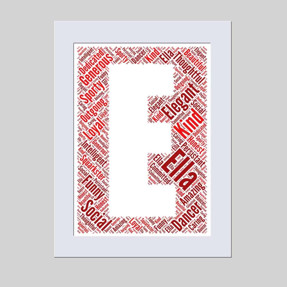 Word art print of letter EReverse word art prints word art app