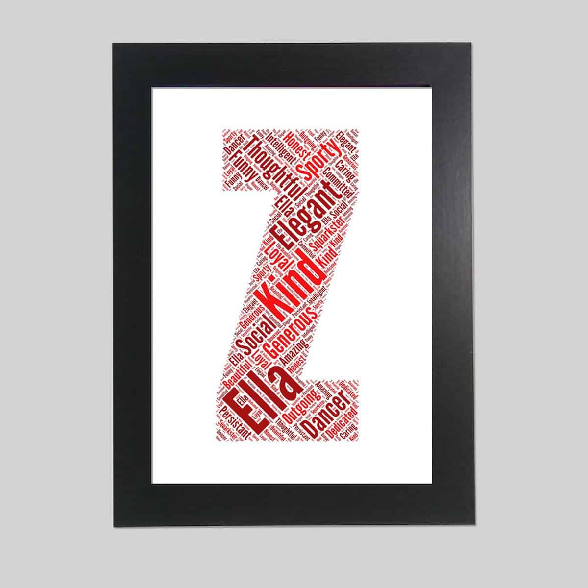 Word art print of letter Z word art prints word art app