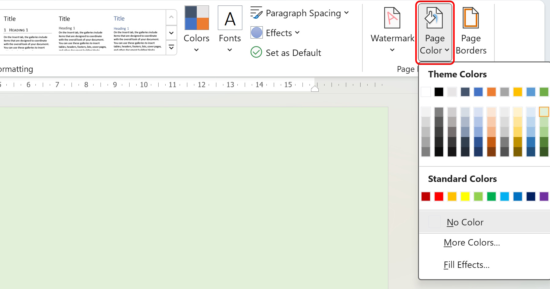 Change Background Color in Word WordFields