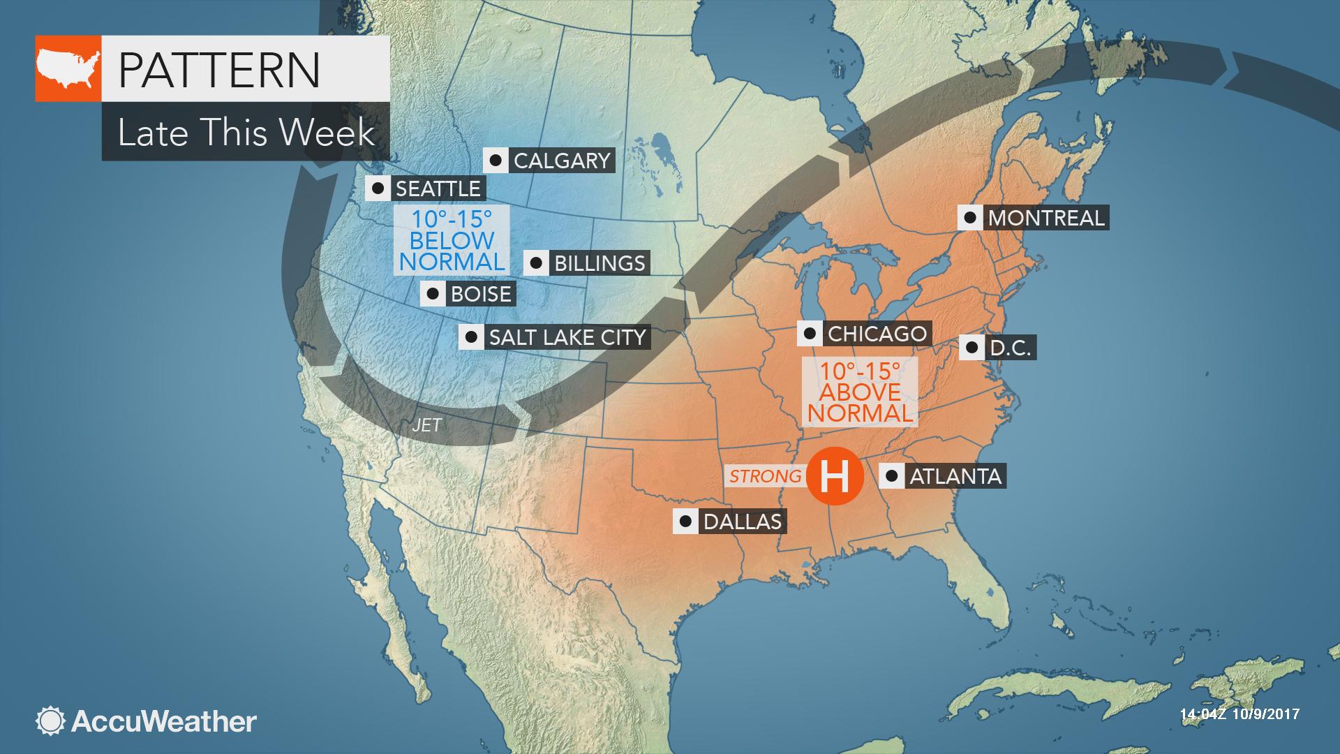 Warmth to keep fighting back in eastern US through much of October