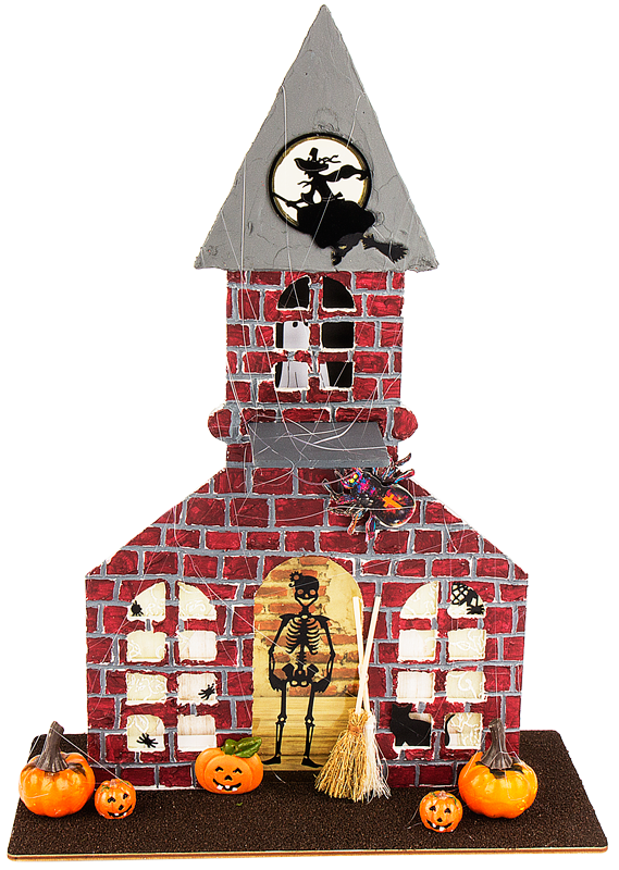 Bastelidee Geisterhaus für Halloween Ideen mit Herz