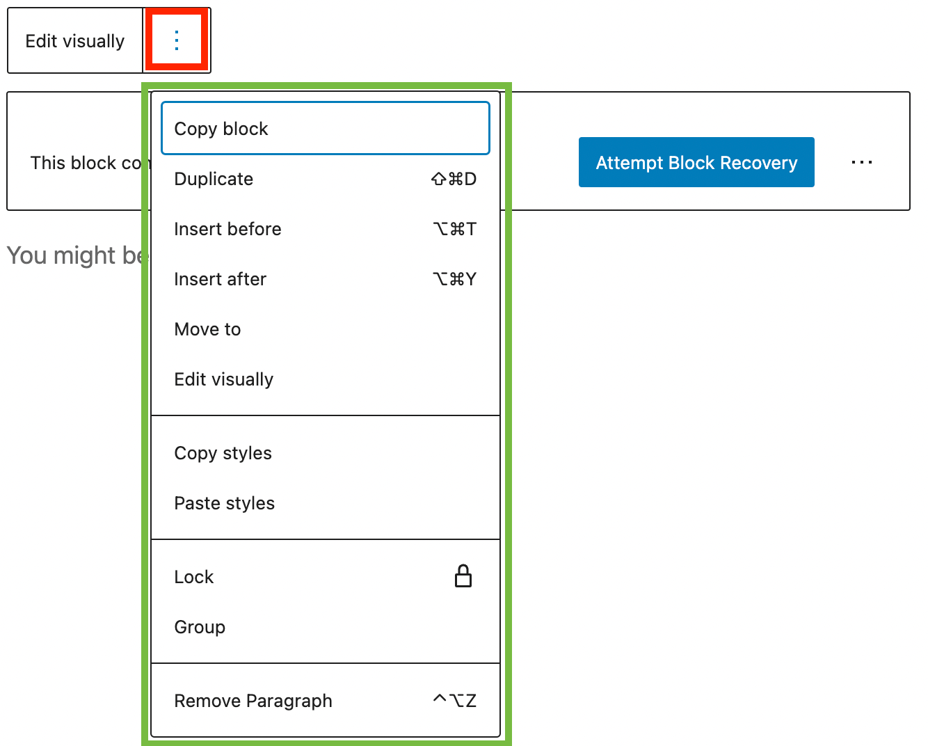 Block Error Unexpected or Invalid Content Documentation