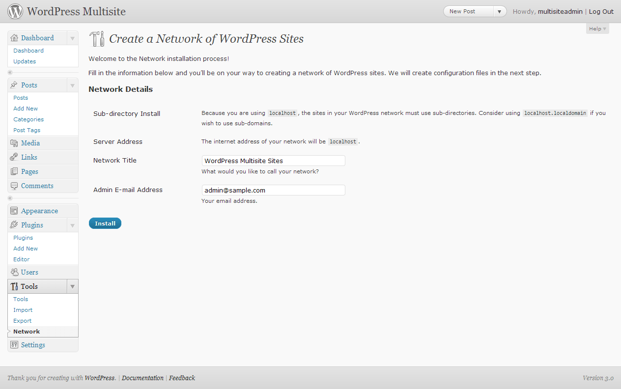 Wordpress multisite works only on ports 80 and 443. Tools Network Screen Wordpress Org