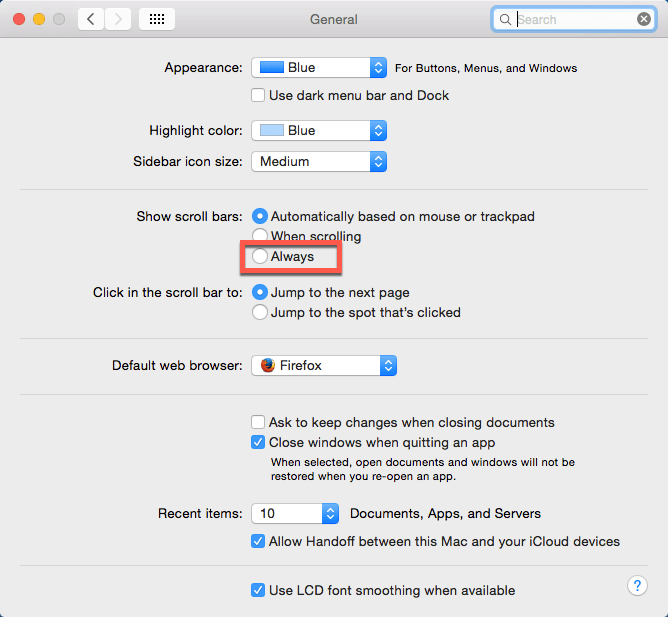 Enabling Scroll Bar for Mac to View Blackboard Grade Center TIPS Test