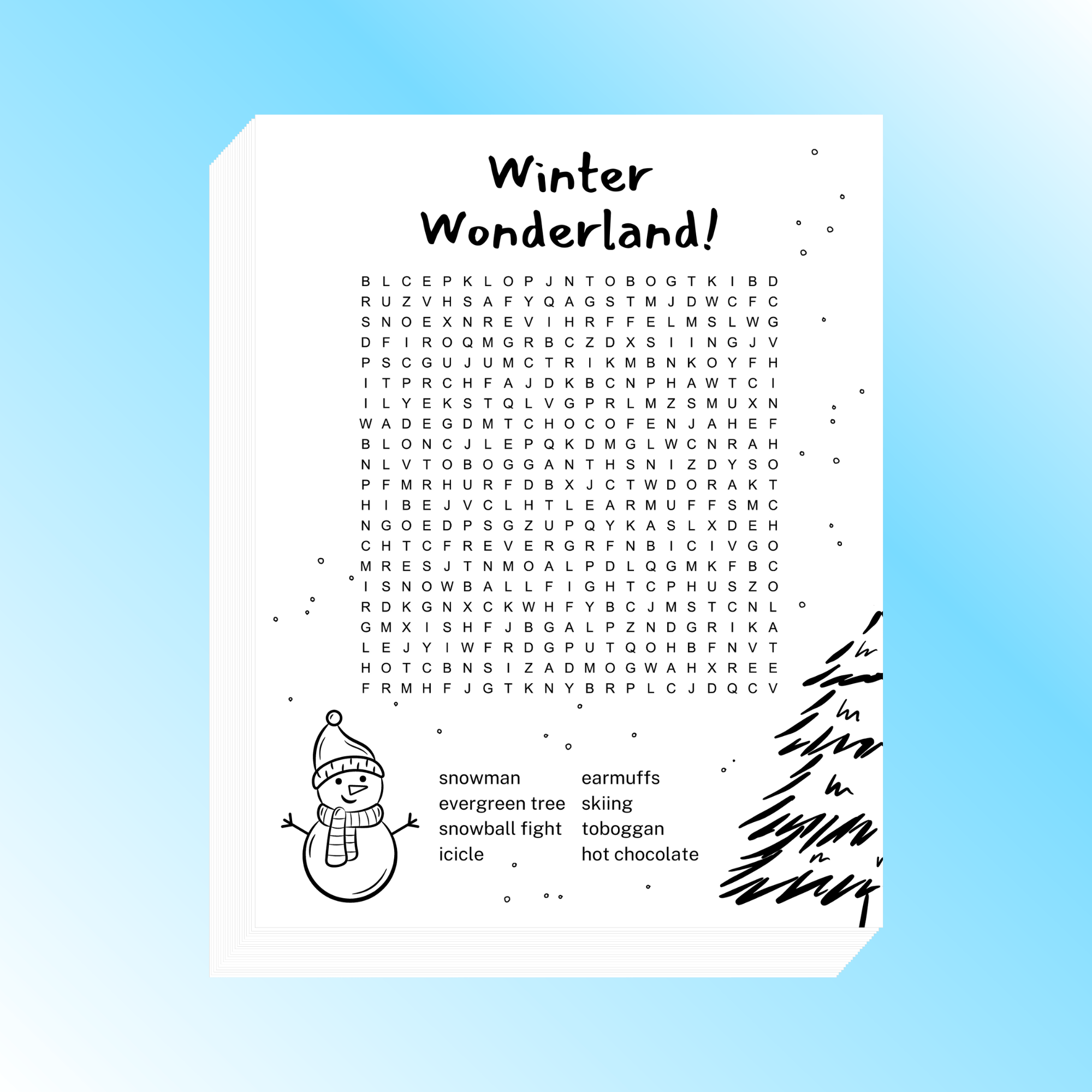 Winter Wonderland Word Search Word Search Boss