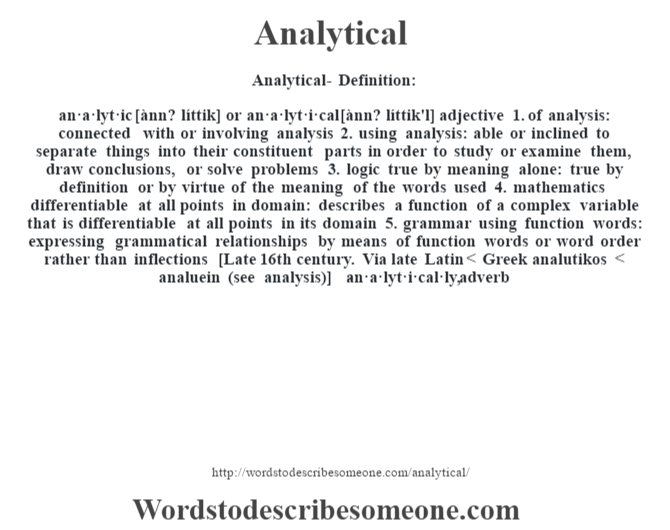 Analytical definition Analytical meaning words to describe someone