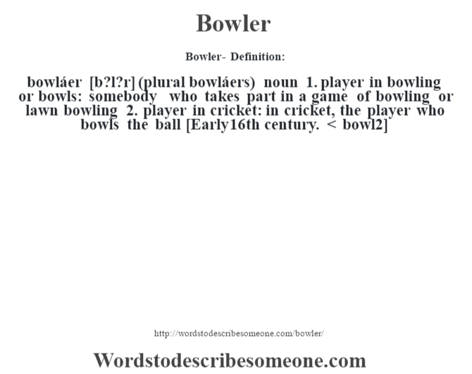 Bowler definition Bowler meaning words to describe someone