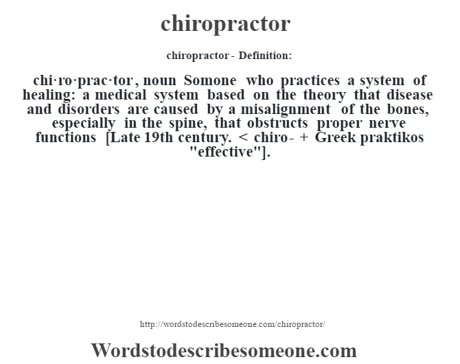 chiropractor definition chiropractor meaning words to describe someone