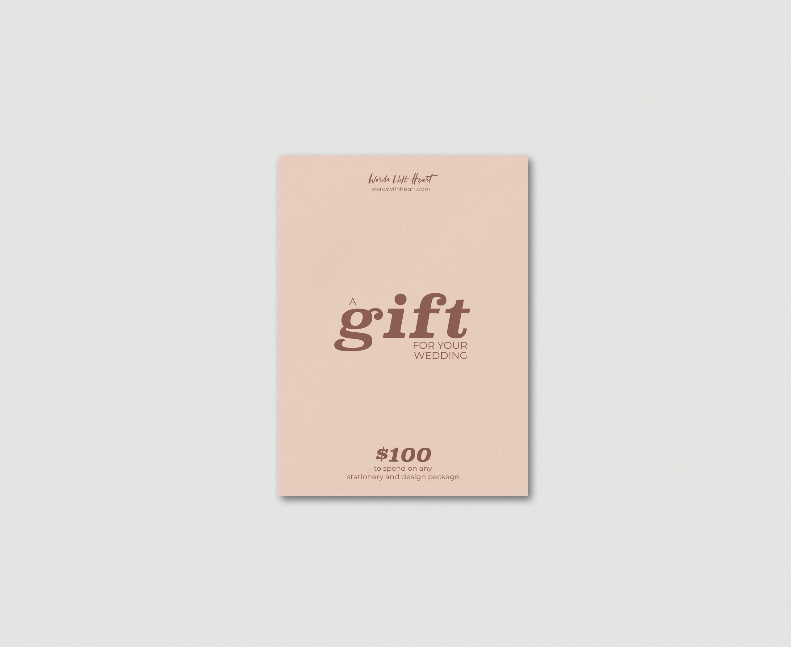 Wedding Gift Voucher 100 Words With Heart