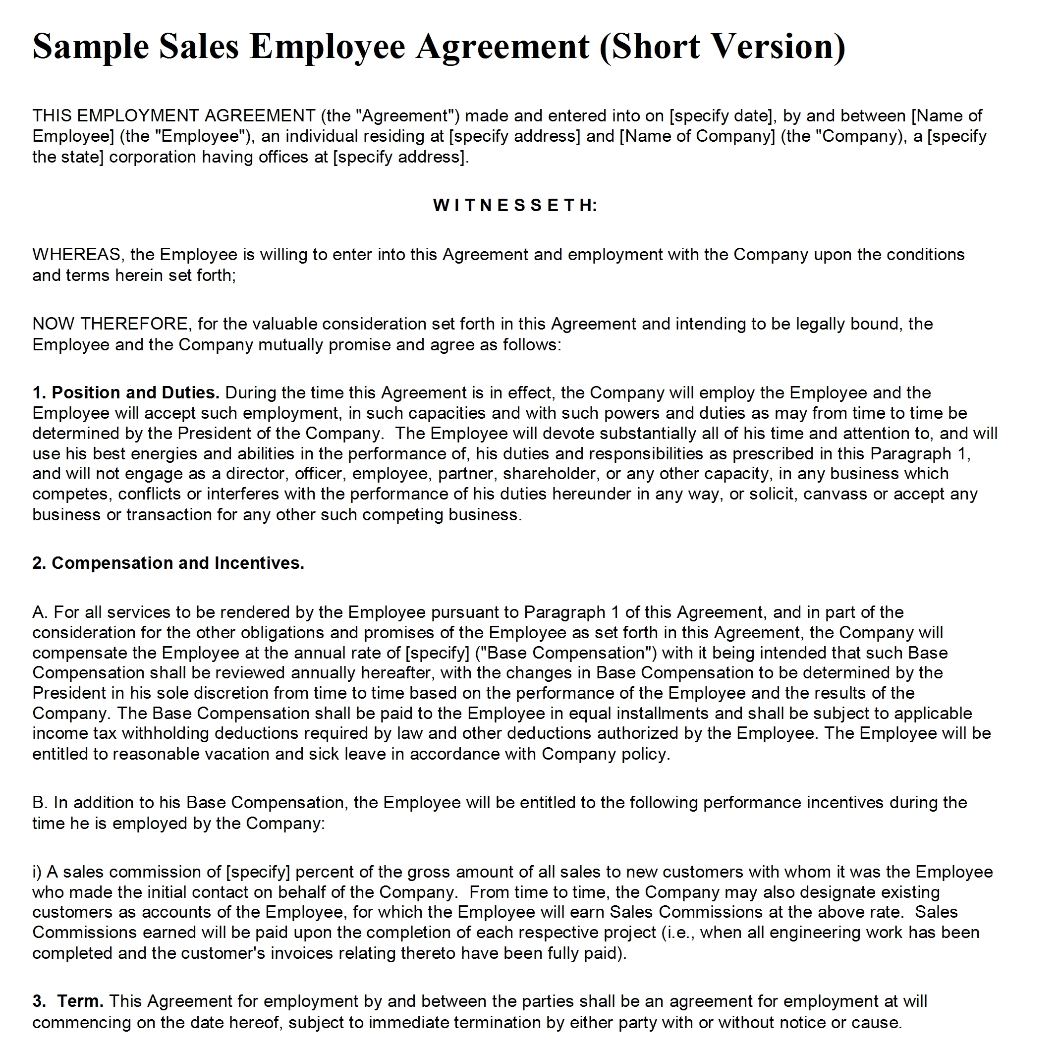 Sales Contract Template