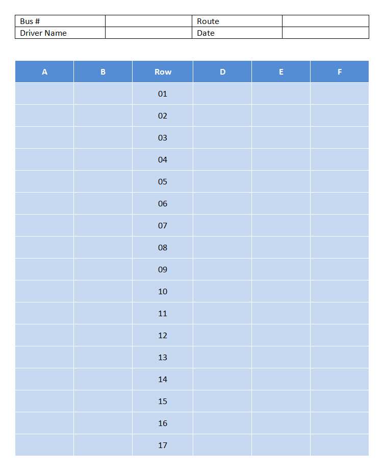School Bus Seating Chart Template