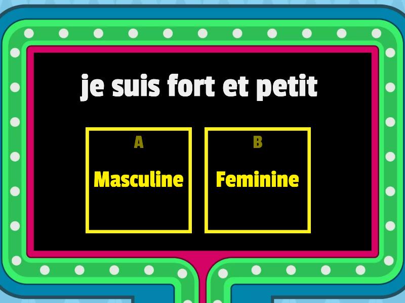 French Masculine or Feminine? French adjectives Gameshow quiz