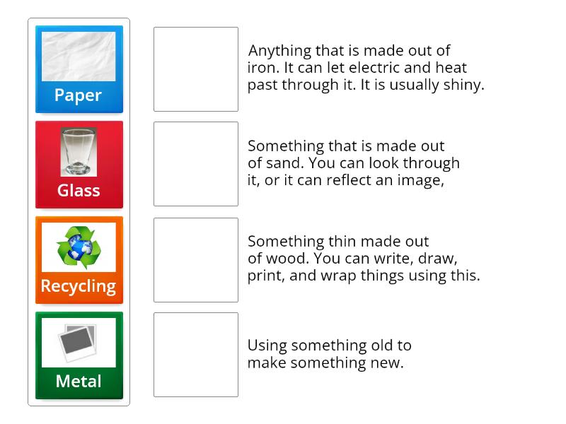 Recycling Vocabulary Match up