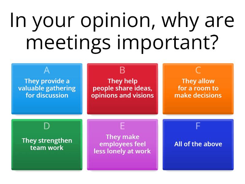 FORMAL MEETINGS AND MEETING PROCEDURES Quiz
