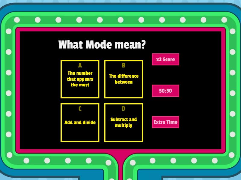 What do they mean? Mean, Range, Mode, and Median Gameshow quiz