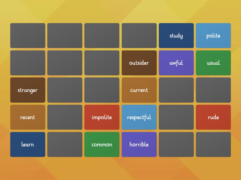 wordwall english game Matching pairs