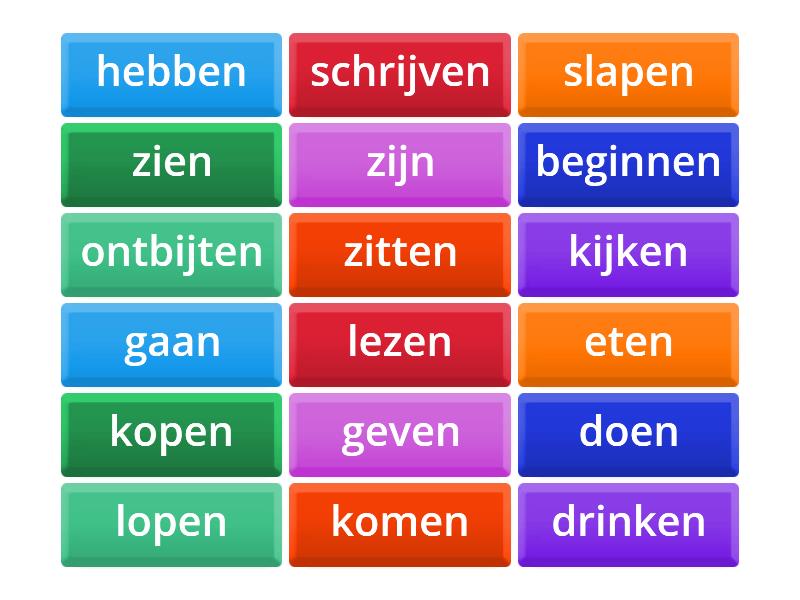 Perfectum onregelmatige werkwoorden met vragen Flip tiles