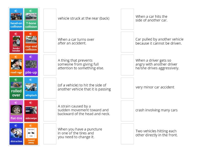 Car Accident Vocabulary Match up