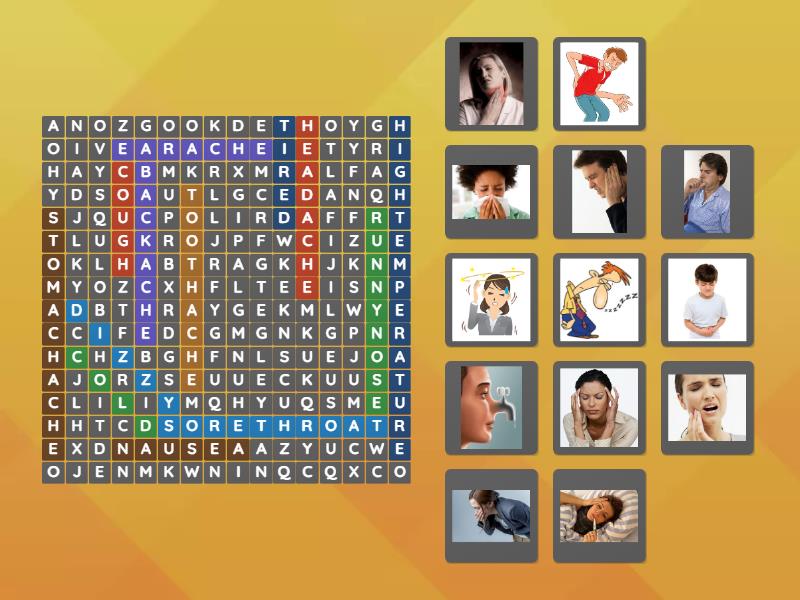 Health problems and symptoms Wordsearch