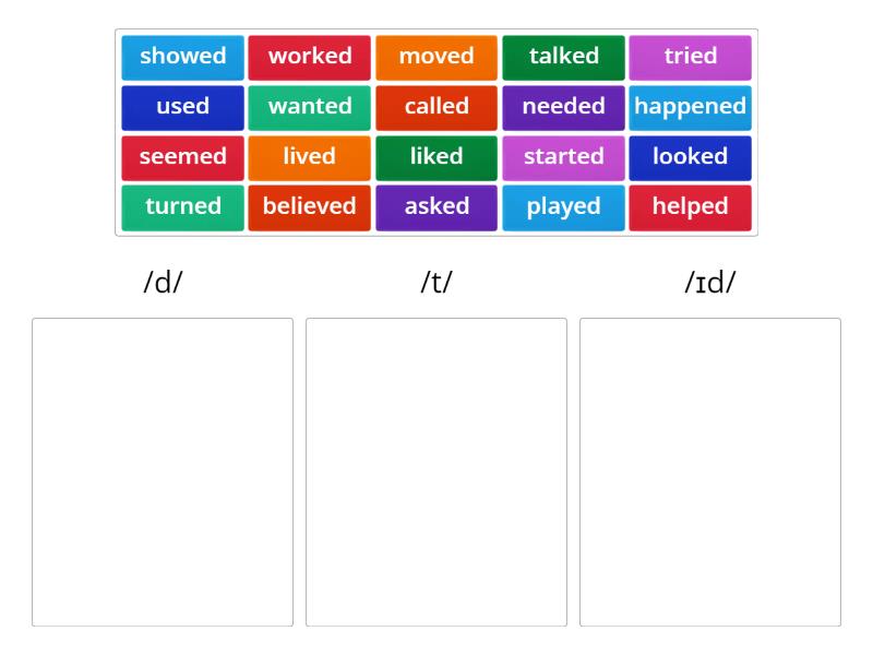 ed verb endings with the 20 most common regular verbs in English