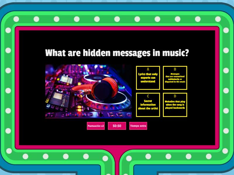 hidden messages in music Gameshow quiz