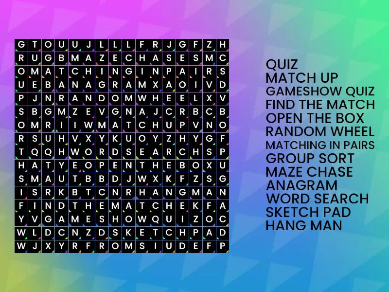 Wordwall quiz Wordsearch