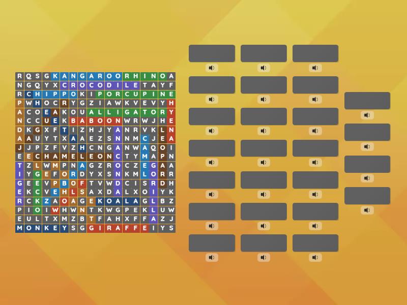 Zoo animals (audio) Wordsearch
