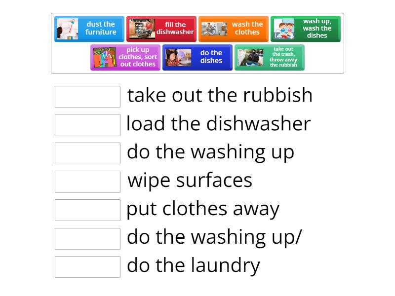 Household Chores Synonyms Match up