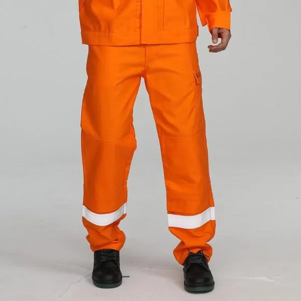 Orange Flame Retardant Reflective Tape Work Trousers