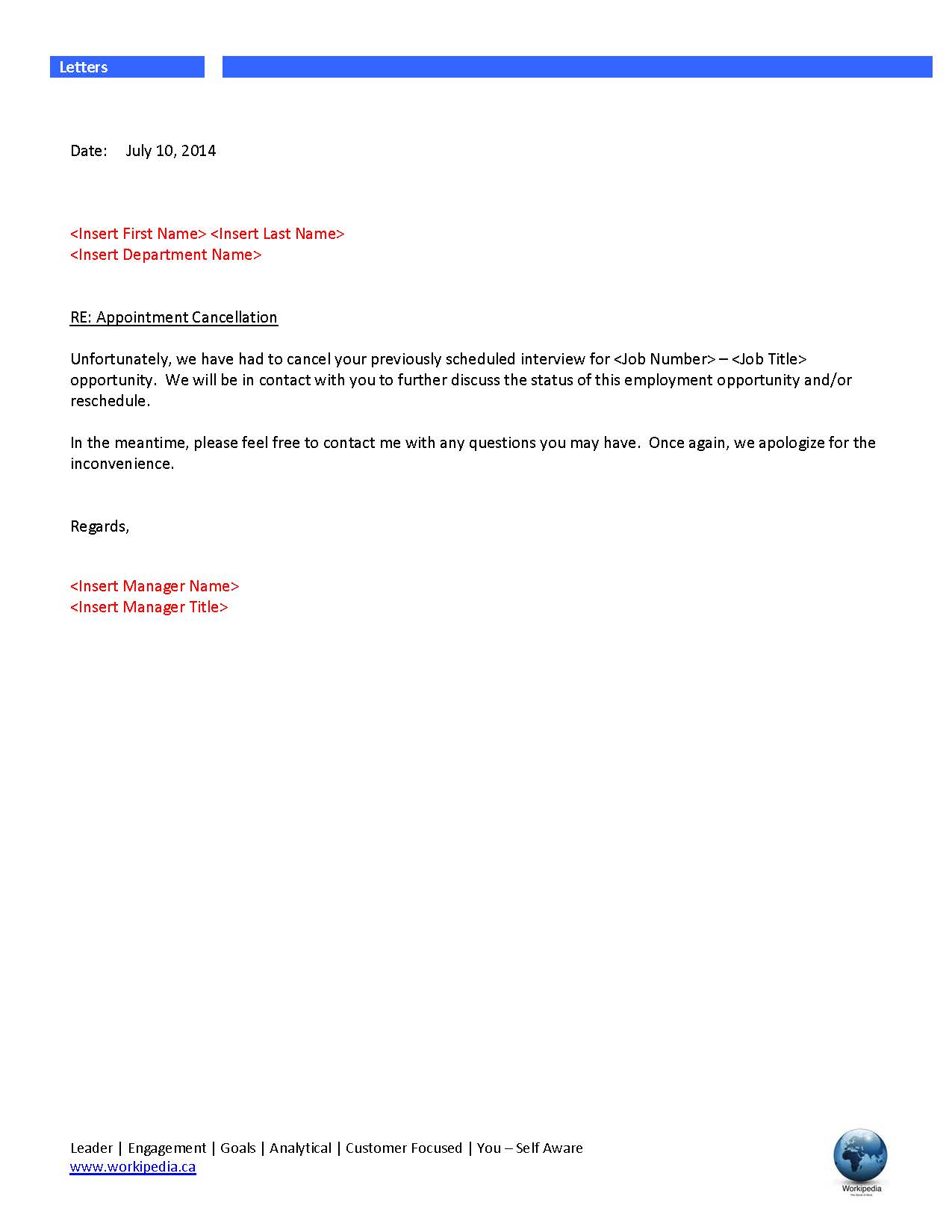 Appointment Cancellation Letter