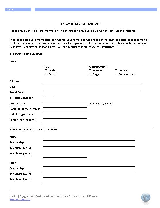 Employee Change of Information Form