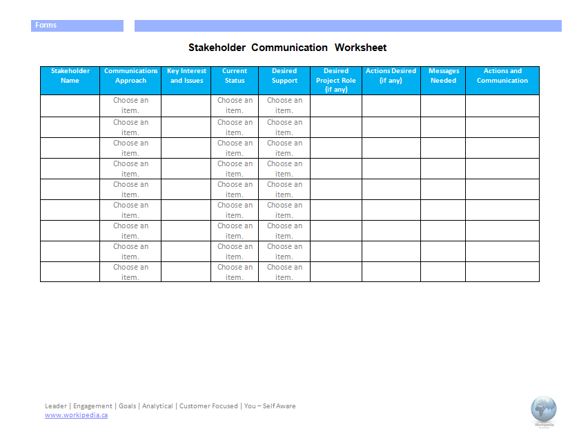 ️Stakeholder Communications Worksheet Free Download Gmbar.co