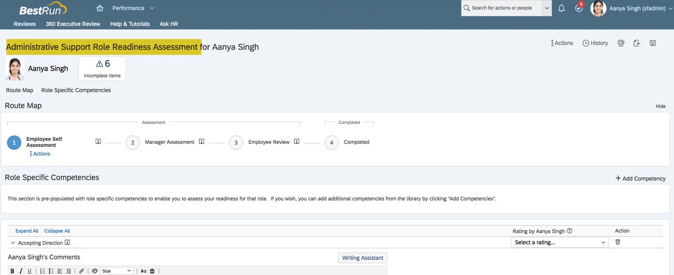 Implementing the SuccessFactors Role Readiness Assessment Form