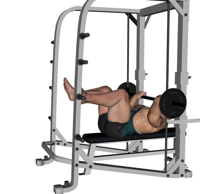 Bench Press Smith Machine Flat Feet Up Reverse