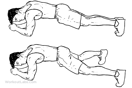 Plank Jacks / Extended Leg Illustrated Exercise guide WorkoutLabs