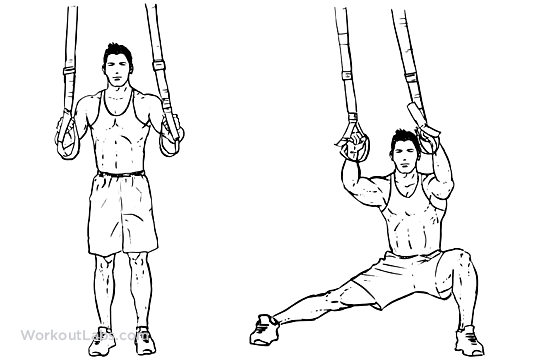 TRX Suspension Straps Side Step Lunge Illustrated Exercise guide