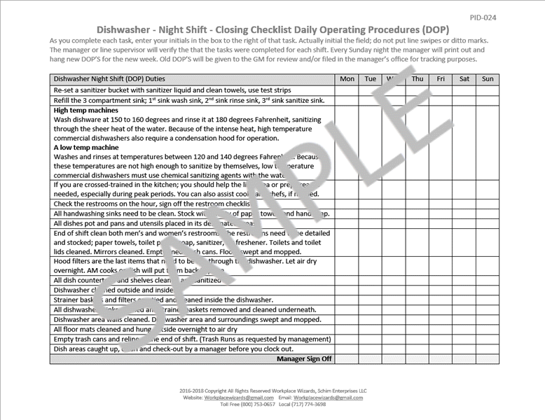 Restaurant Operational Checklists Restaurant Consulting