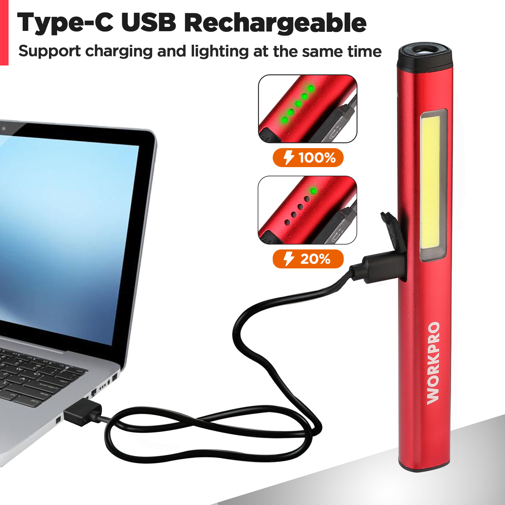 Rechargeable Pen Light,RedWORKPRO® Tools