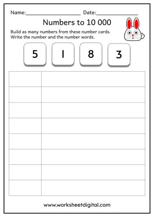 Numbers to 10 000 - Number cards - Worksheet Digital | #1 Teacher-Made