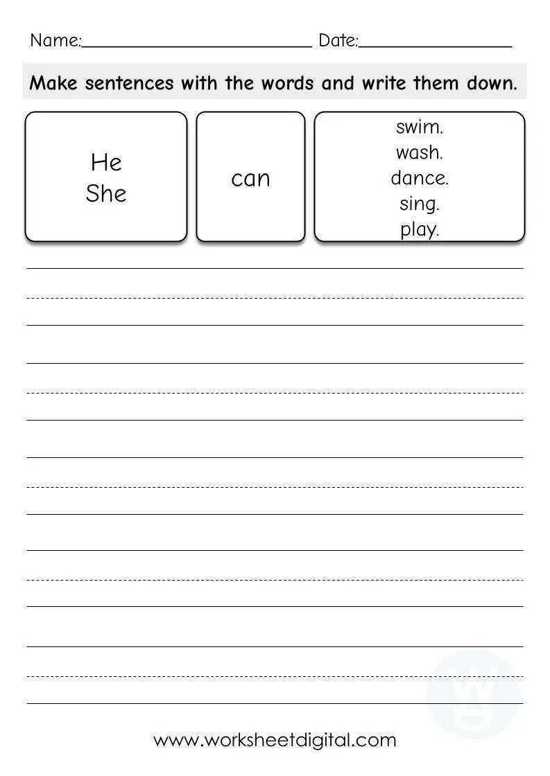 Build sentences and write Worksheet Digital