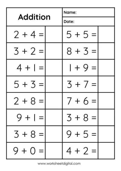 Addition Single Digit - Worksheet Digital | #1 Teacher-Made Resources