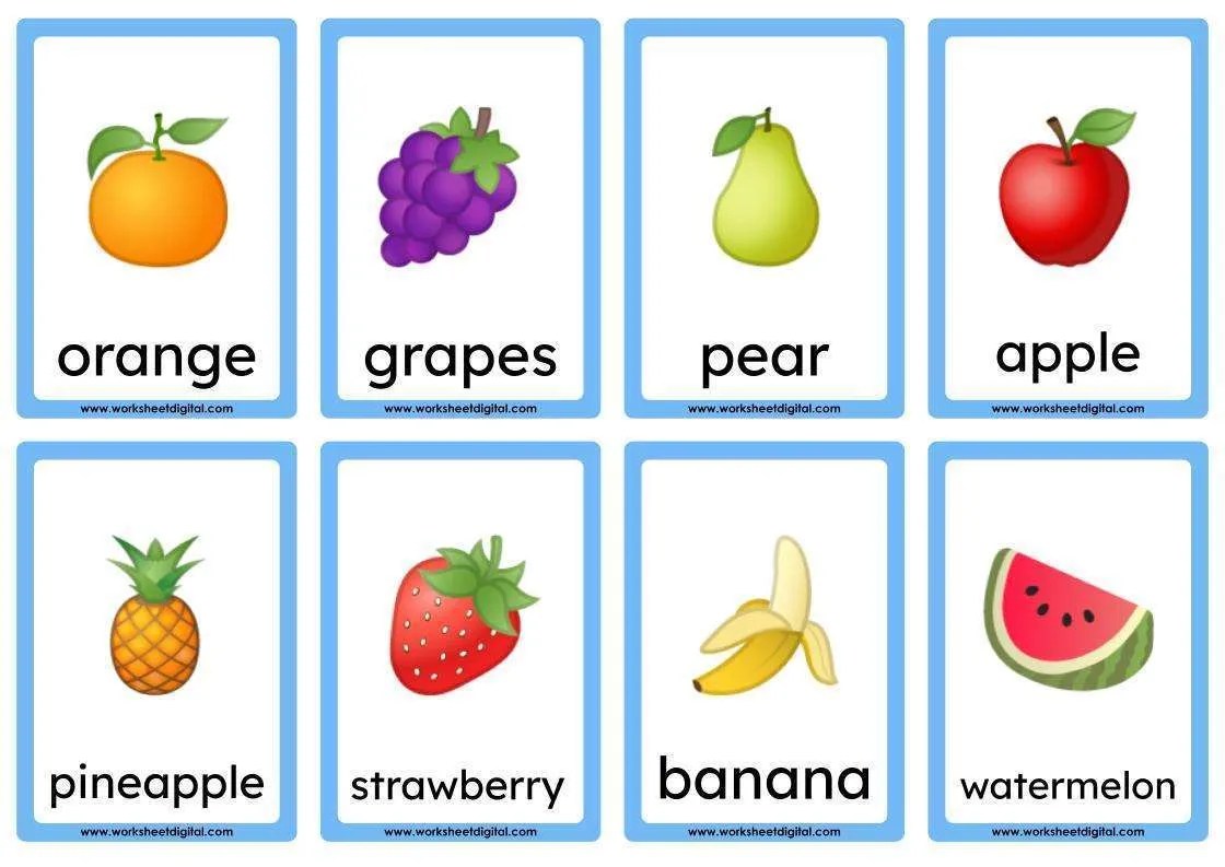 Fruit Flashcards Worksheet Digital